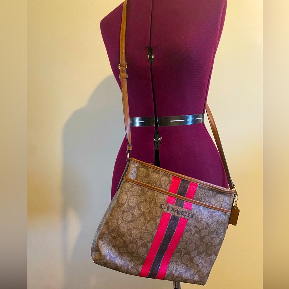 Coach Signature Brown & Pink Crossbody Bag